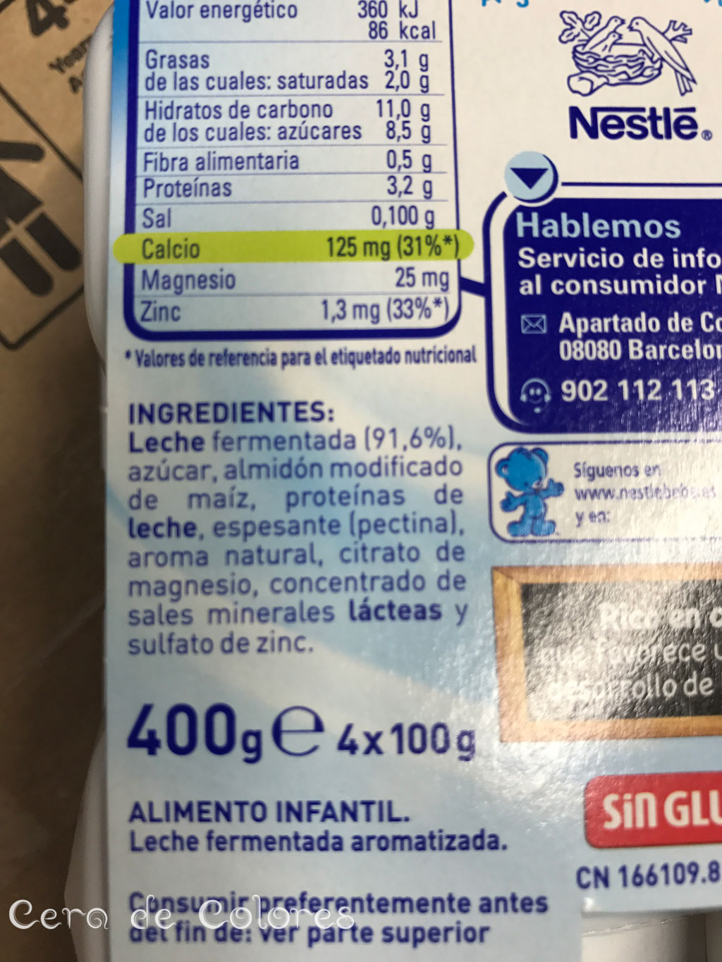 foto ingredientes yogur nestlé bebé 